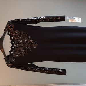 Joseph Ribkoff Black evening dress with black sequins. NWT size 6